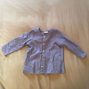 Oso & Me Flannel Blue Button-Up Kids Shirt 24M